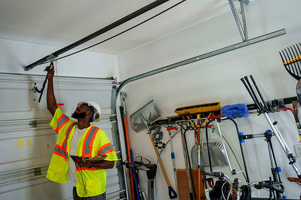 Professional Garage Door Panel Replacement technician working in Woodmere, NY